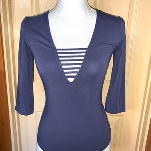 🟥3/$12! Dusty blue Express 3/4 sleeve fitted shirt